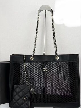 Chanel GWP Black Mesh Tote Bag